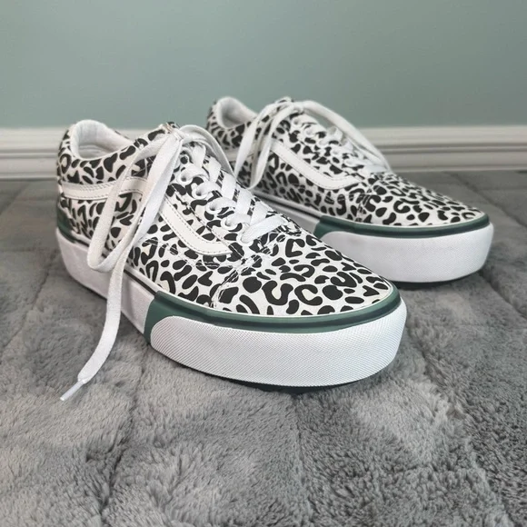 VANS Old Skool Stacked UV Ink Leopard Print Mens 7.5 Womens 9 Platform Chunky - Picture 2 of 9